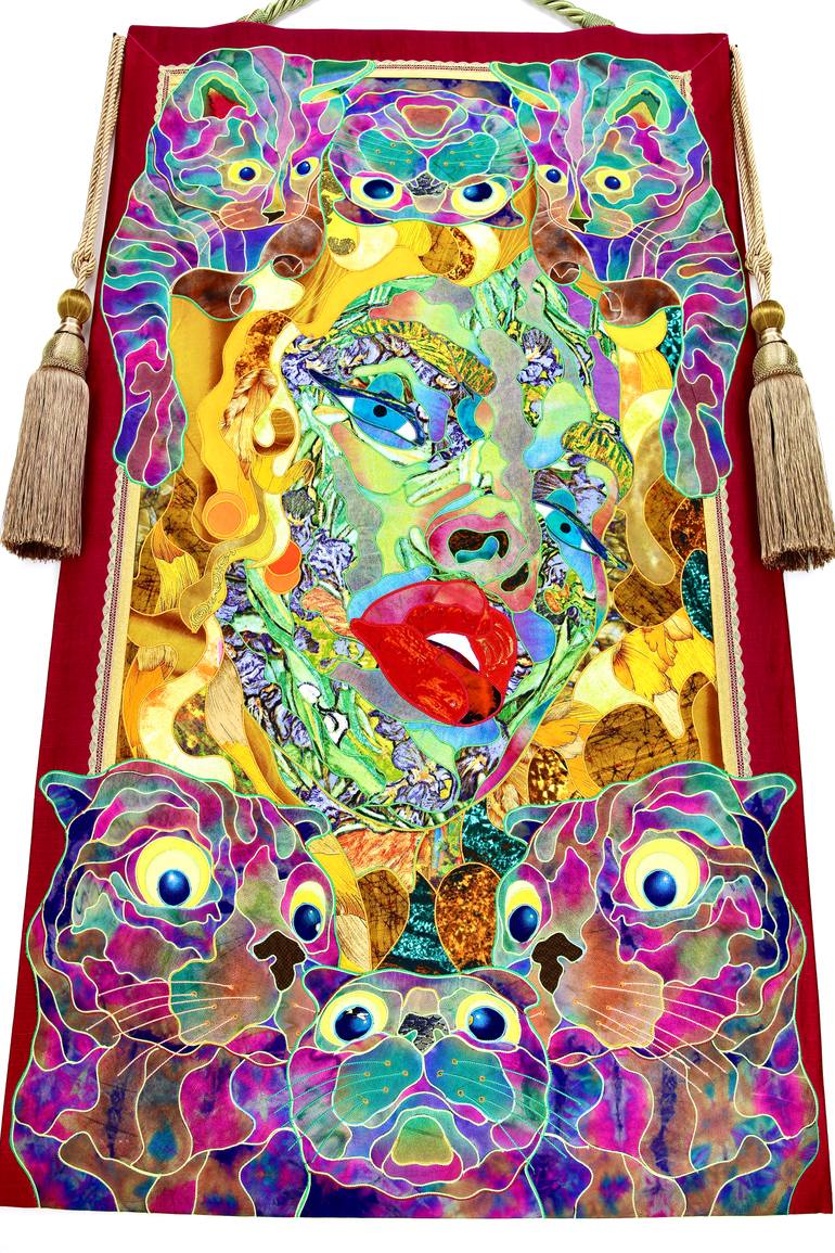 Original Abstract Cats Painting by Kostyantin Malginov