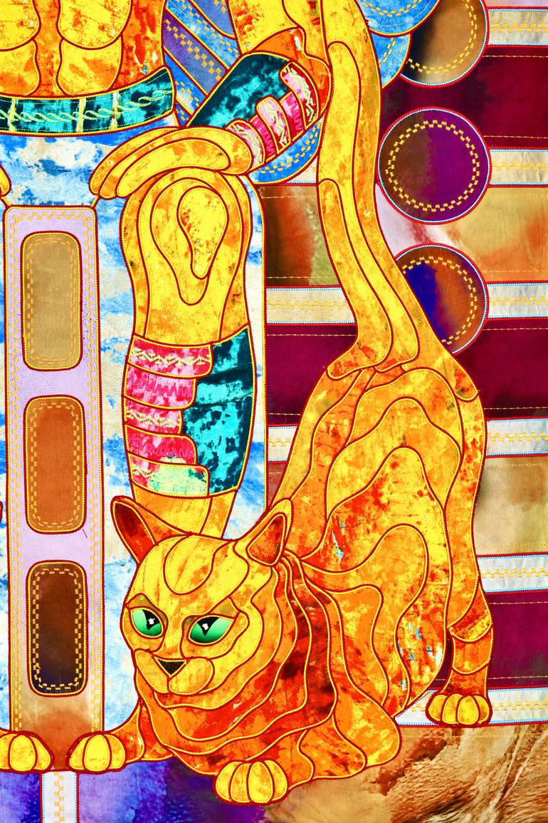 Original Abstract Expressionism Cats Painting by Kostyantin Malginov