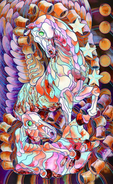 Original Art Deco Horse Mixed Media by Kostyantin Malginov