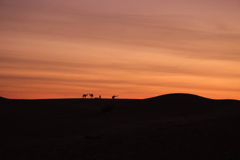 Original Sunrise Photography by Vipin Goje | Figurative Art on Paper | Before the Sun Wakes - Colors of Sam Desert, Jaisalmer