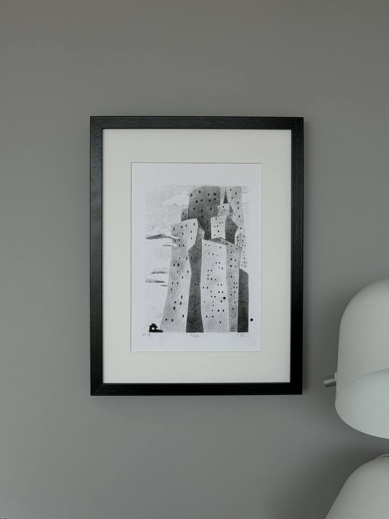 Original Black & White Cities Drawing by Daria Kraplak