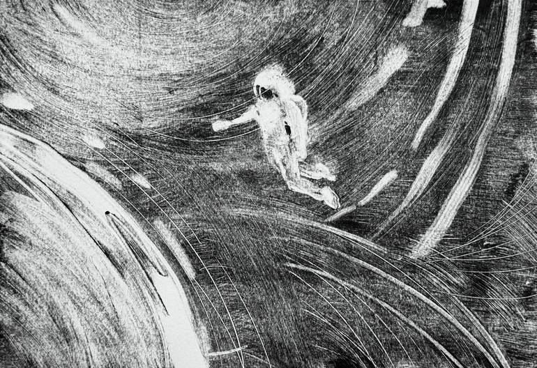 Original Abstract Expressionism Outer Space Printmaking by Daria Kraplak