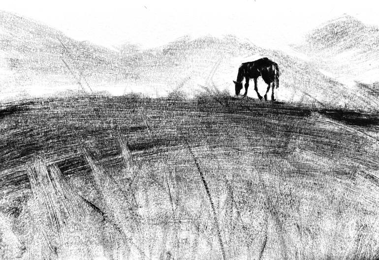 Original Expressionism Landscape Printmaking by Daria Kraplak
