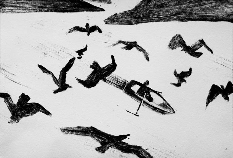 Original Expressionism Landscape Printmaking by Daria Kraplak