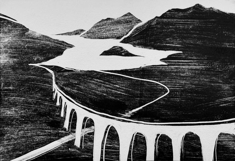 Original Minimalism Landscape Printmaking by Daria Kraplak