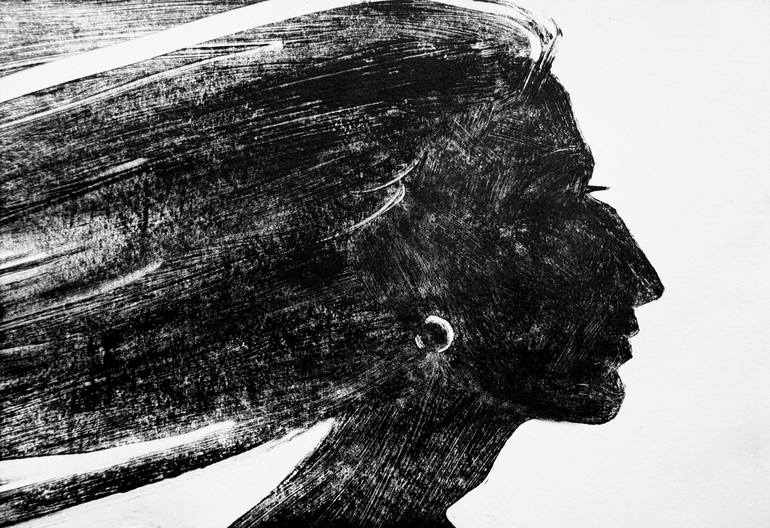 Original Black & White Women Printmaking by Daria Kraplak