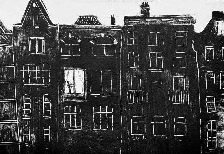 Original Figurative Architecture Printmaking by Daria Kraplak
