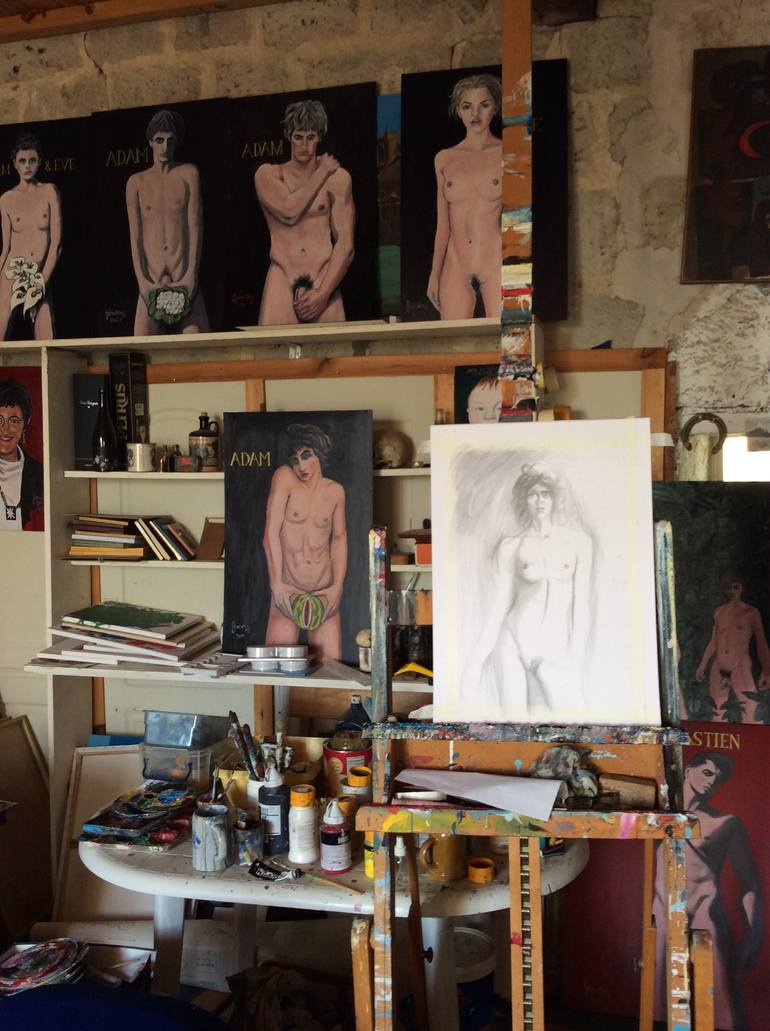 Original Figurative Nude Drawing by Ray Johnstone