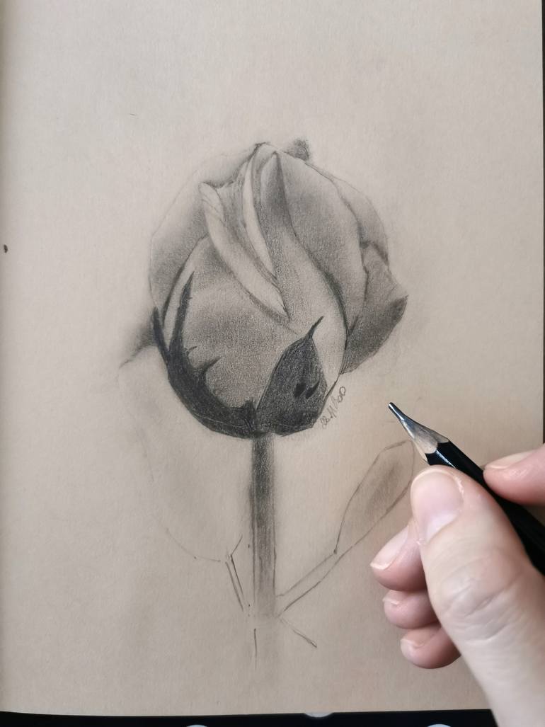 Original Conceptual Floral Drawing by Alona Hryn