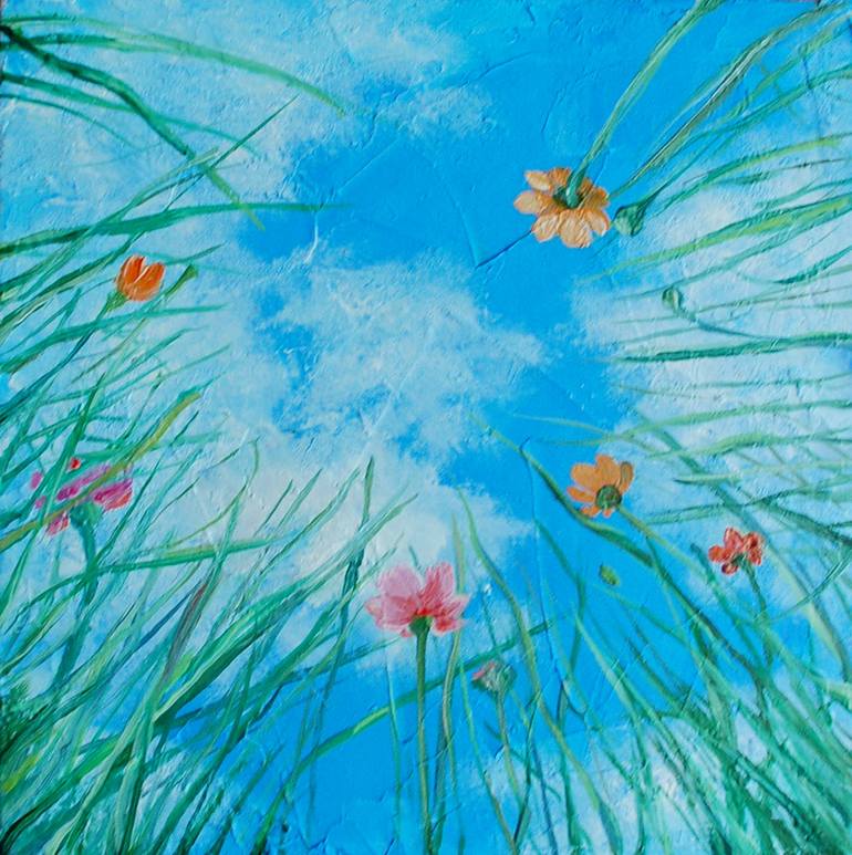 Original Folk Floral Painting by Olga Kos