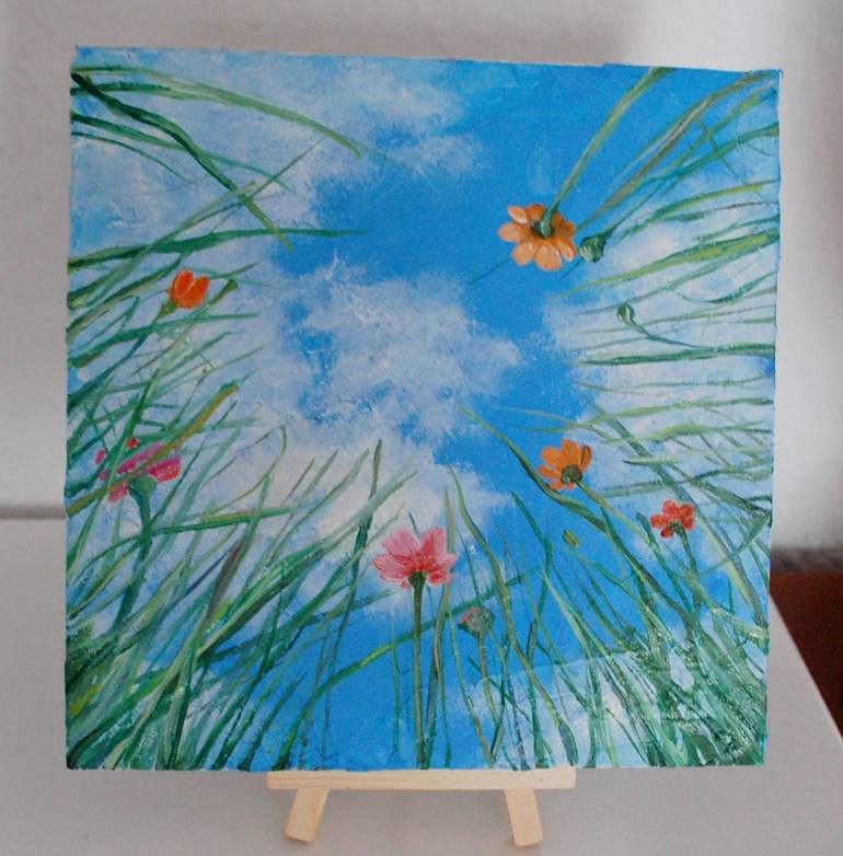 Original Folk Floral Painting by Olga Kos