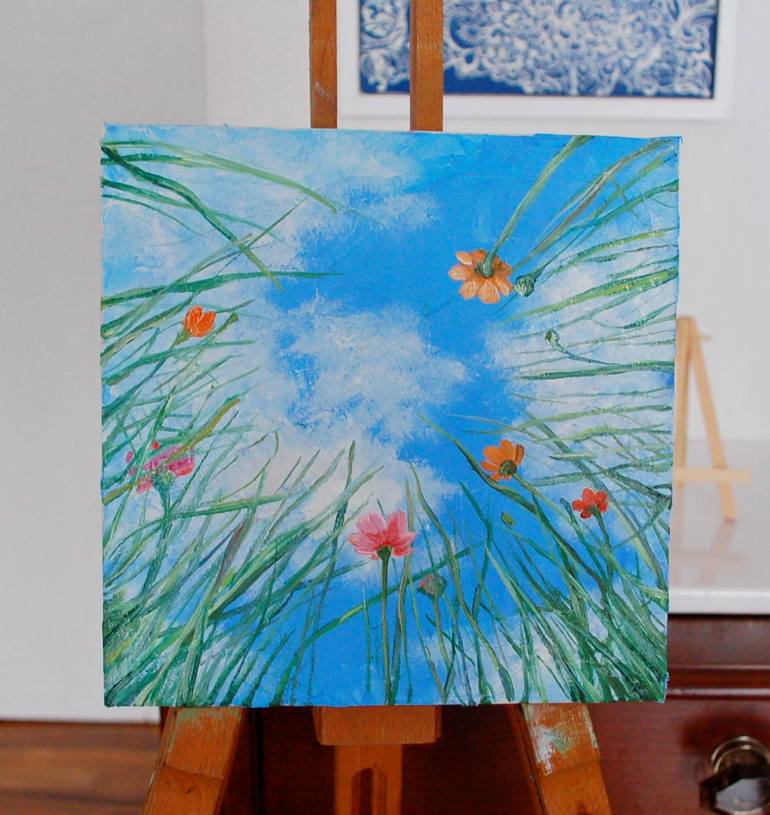 Original Folk Floral Painting by Olga Kos