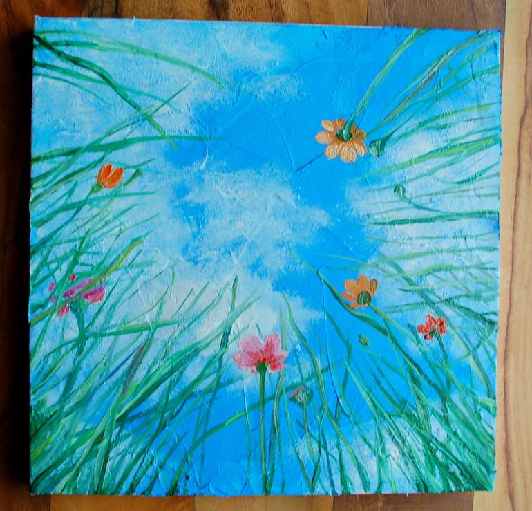 Original Folk Floral Painting by Olga Kos