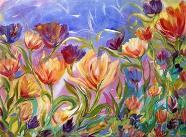 Original Abstract Expressionism Floral Paintings by Kerry Milligan