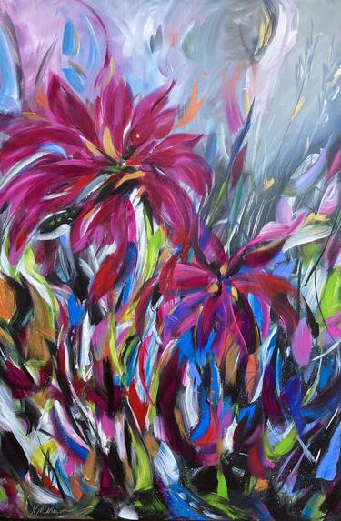 Original Abstract Floral Paintings by Kerry Milligan