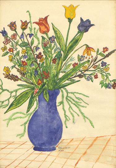 Original Figurative Floral Drawing by Karl Tatty Art