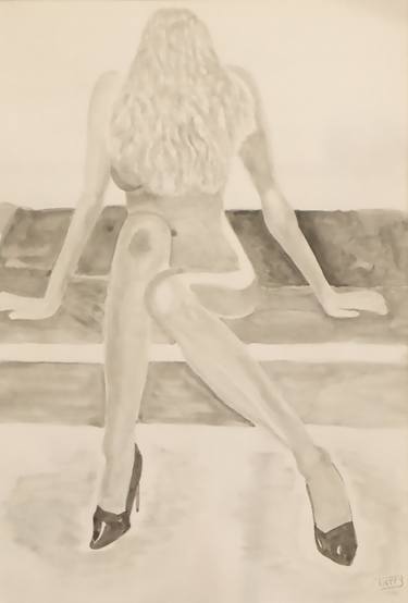 Original Figurative Nude Drawing by Karl Tatty Art