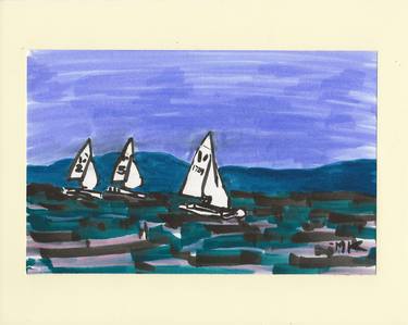 Original Impressionism Beach Drawing by Michael Kusek