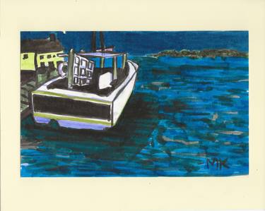 Original Impressionism Boat Drawings by Michael Kusek