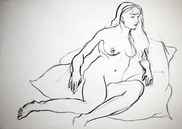 Original Figurative Women Drawings by Gabriel Corcuera Zubillaga