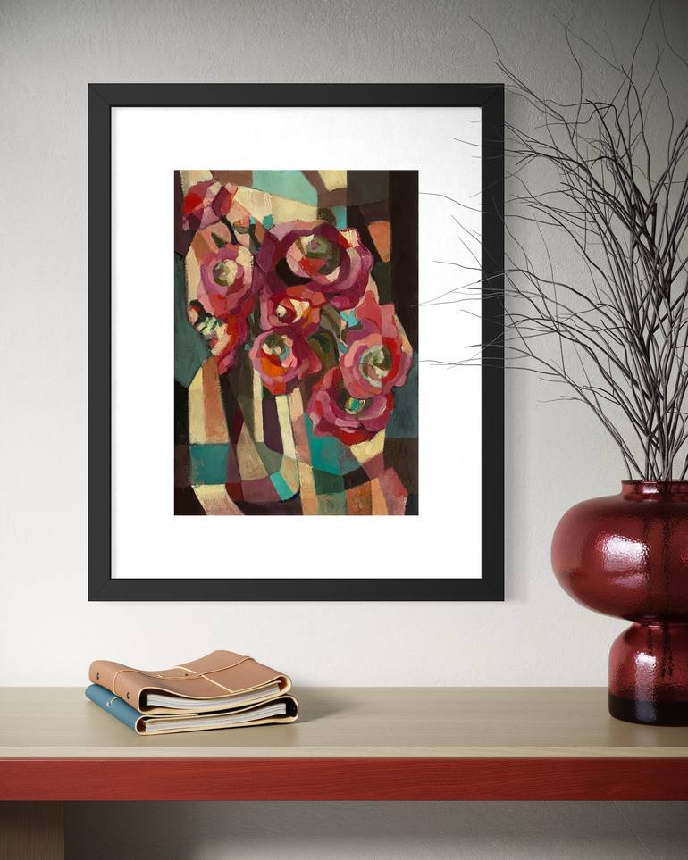 Original Abstract Floral Painting by Angela Apoyan