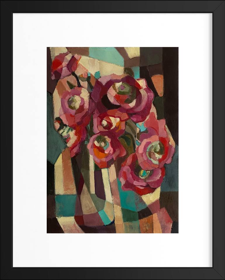 Original Abstract Floral Painting by Angela Apoyan