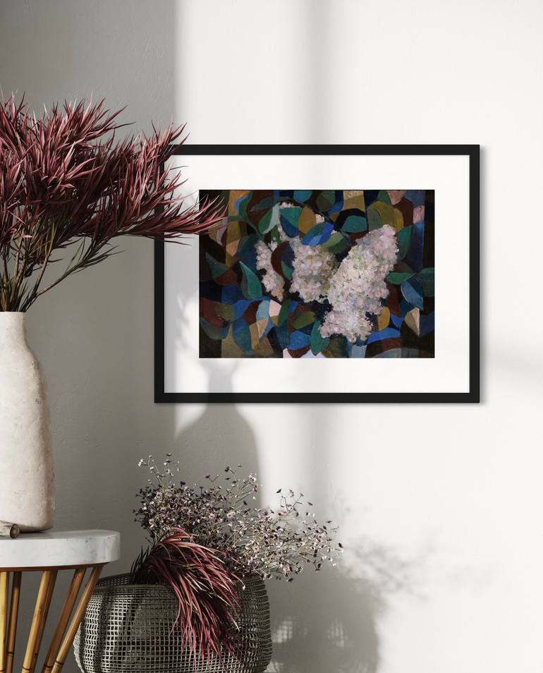 Original Cubism Floral Painting by Angela Apoyan