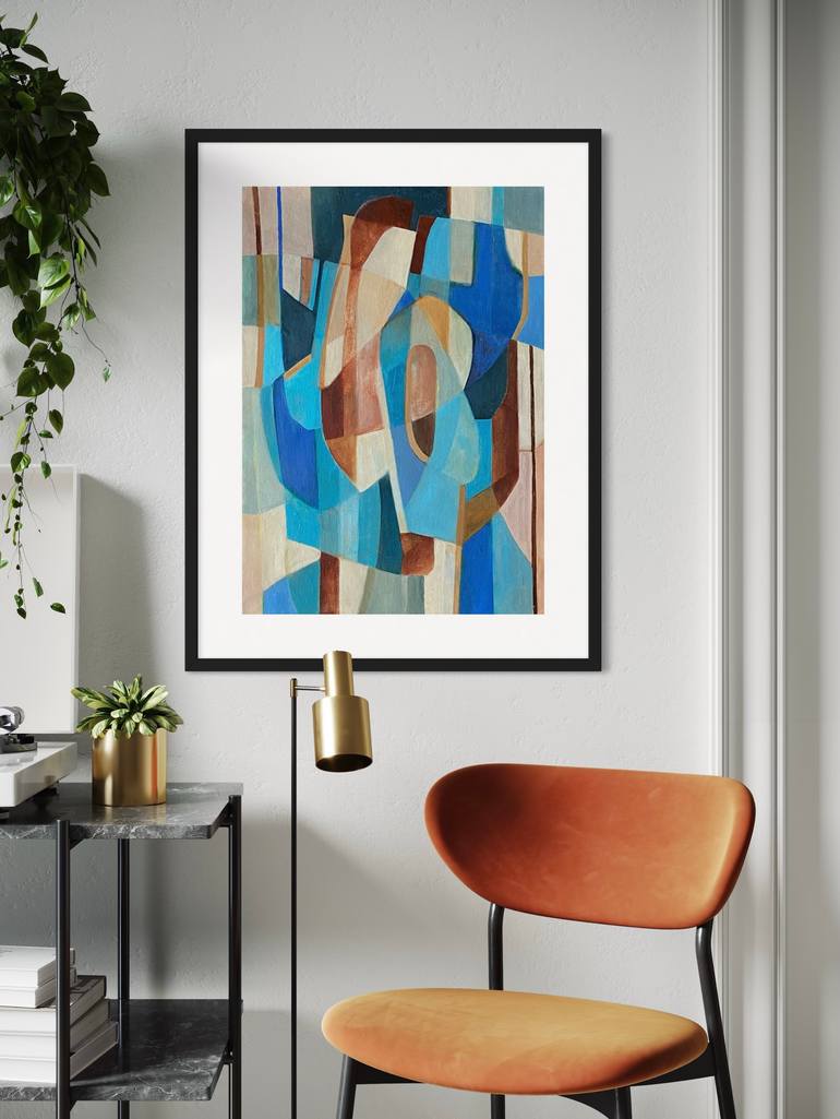 Original Cubism Abstract Painting by Angela Apoyan