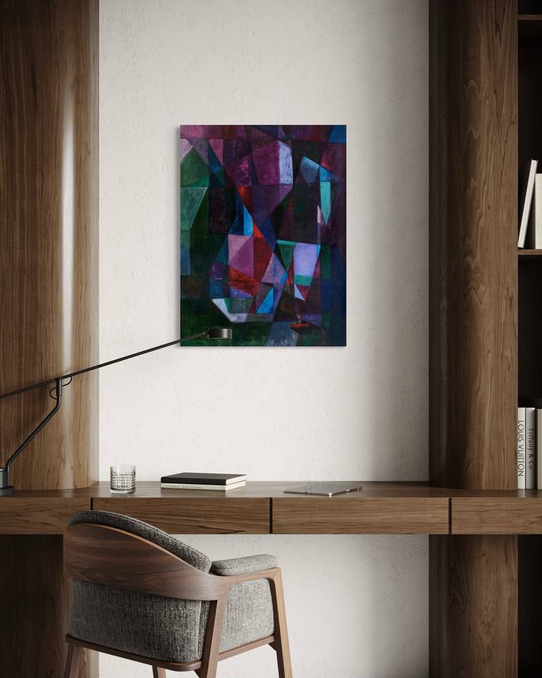 Original Cubism Abstract Painting by Angela Apoyan