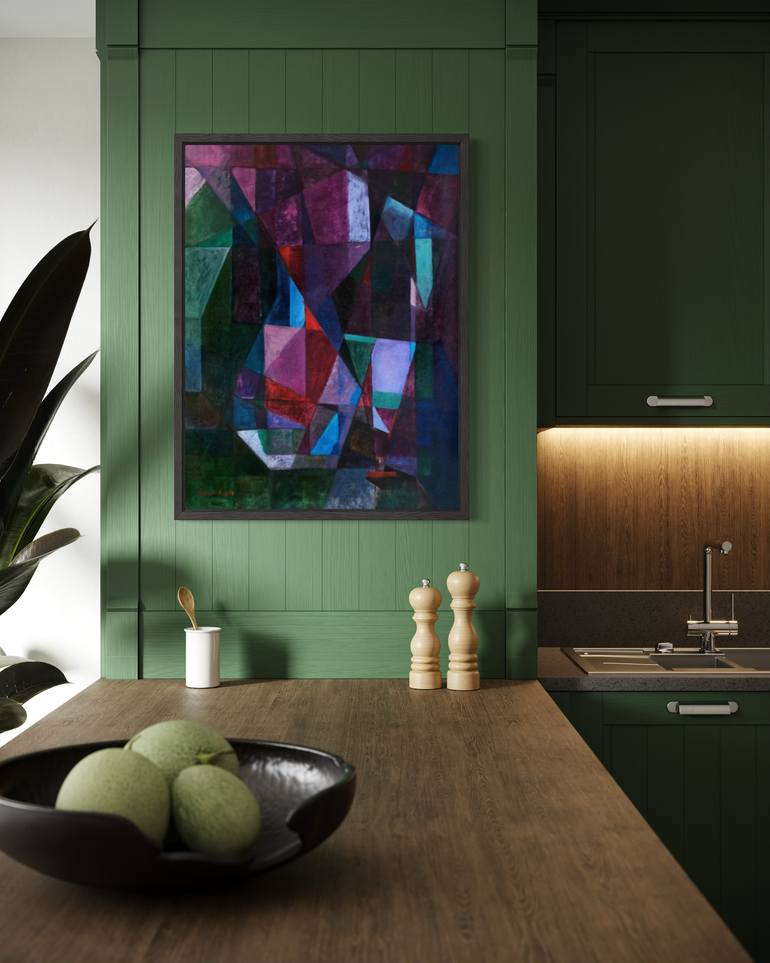 Original Cubism Abstract Painting by Angela Apoyan
