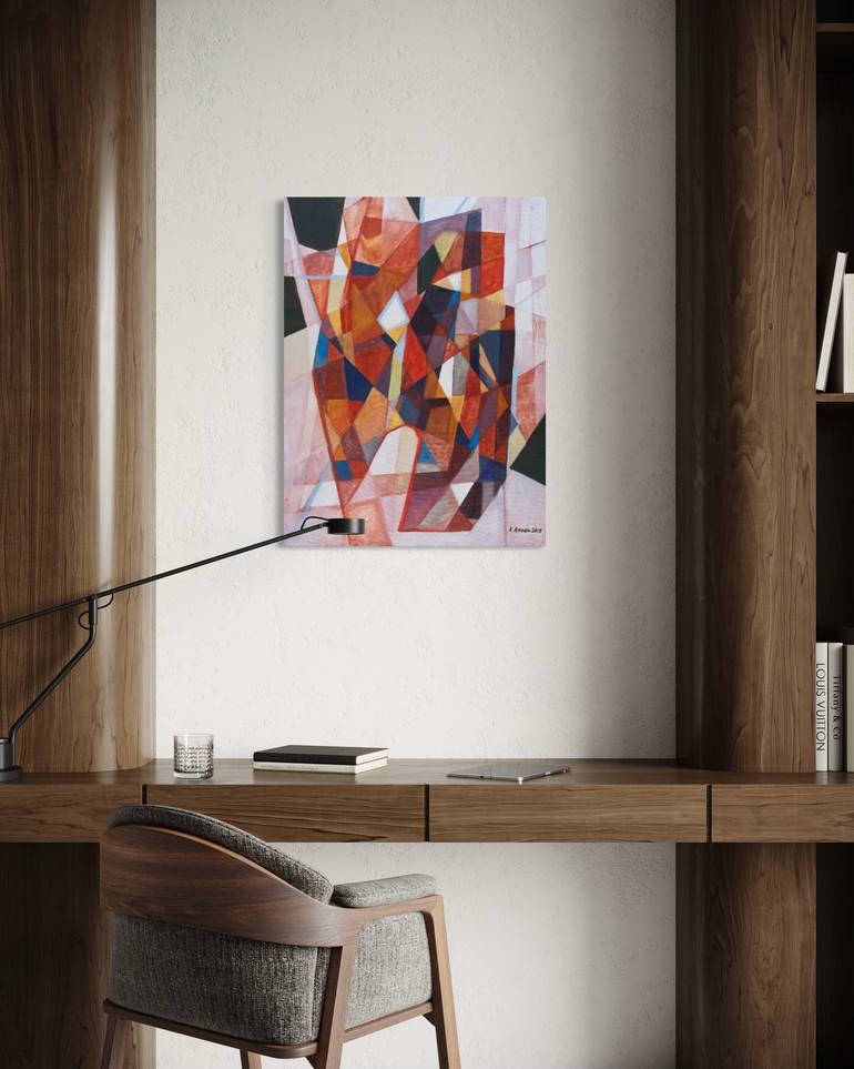 Original Cubism Abstract Painting by Angela Apoyan