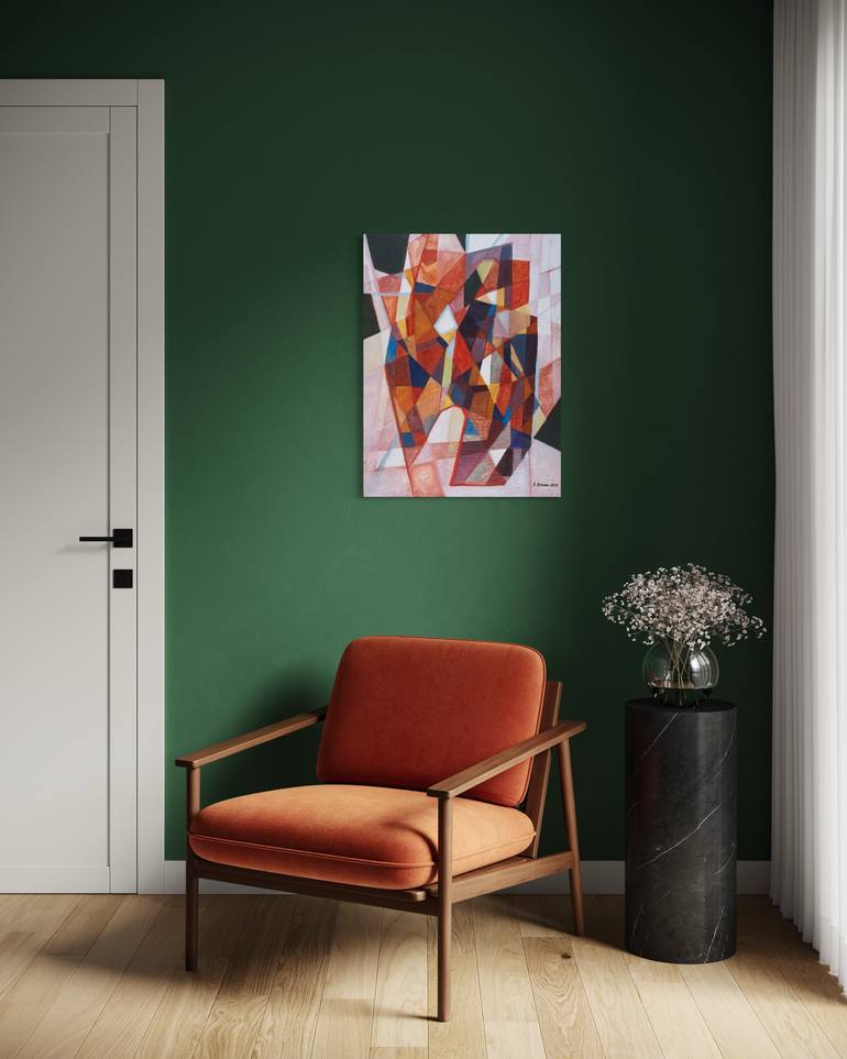 Original Cubism Abstract Painting by Angela Apoyan