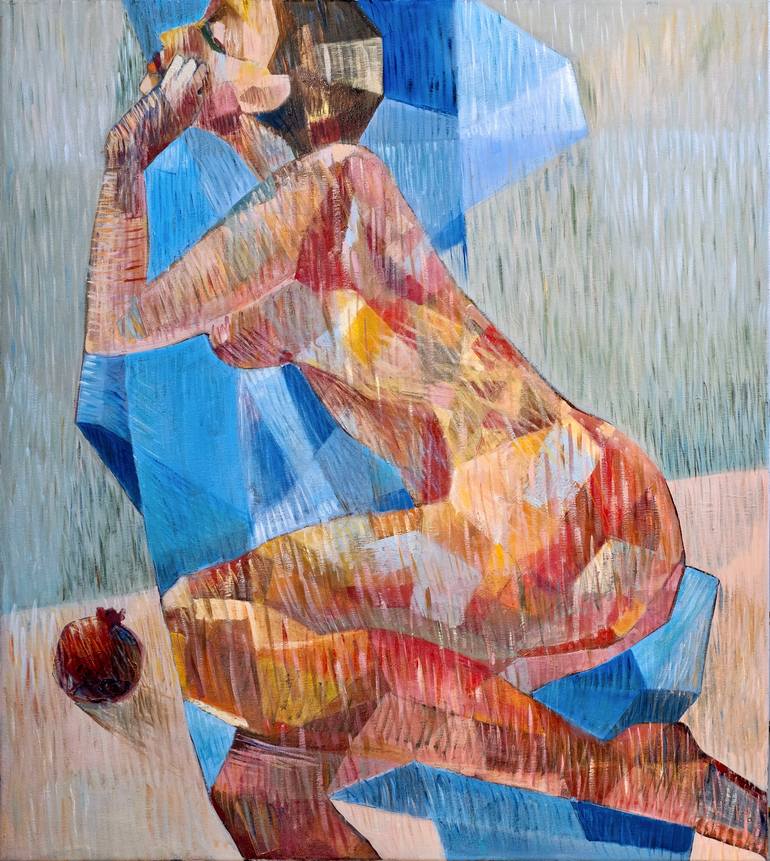 Original Cubism Women Painting by Angela Apoyan