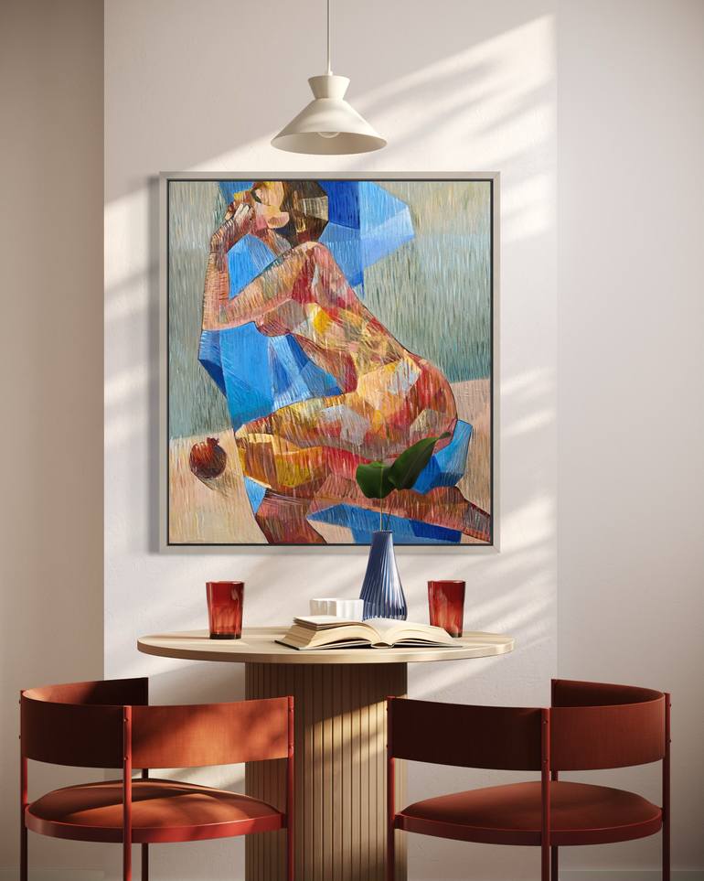 Original Cubism Women Painting by Angela Apoyan