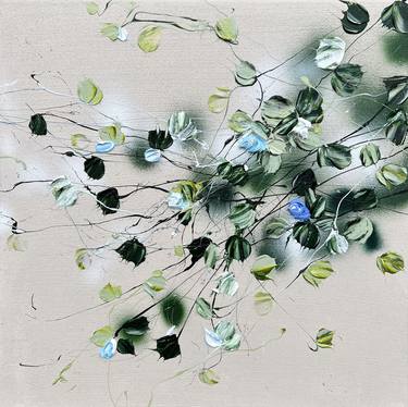 "Blue Romance V" textured floral painting thumb