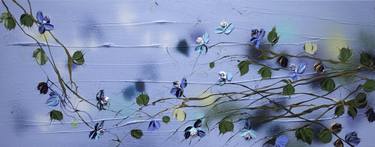 "Blue Spring" floral textured painting on canvas thumb