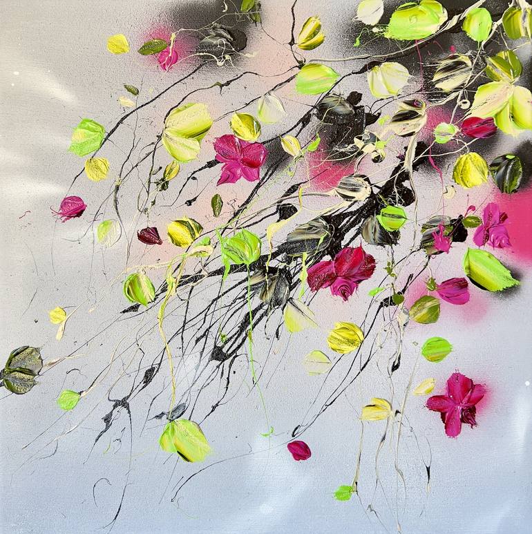 “Bordeaux Roses” floral impasto painting - Print