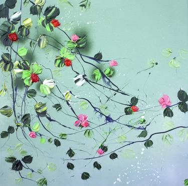 Romantic floral painting "Green Romance II" thumb