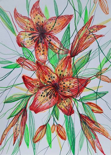 Print of Abstract Botanic Drawings by Nataliia Kravtsiv