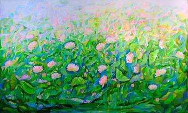 Lotus Pond in Pink, Blue, Yellow and Green (2022) thumb