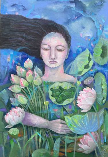 Original Figurative Floral Paintings by Sumita Maity