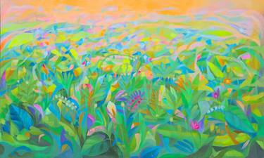 untitled 16.11.21 (landscape in blue, green, orange, yellow, and pink) thumb