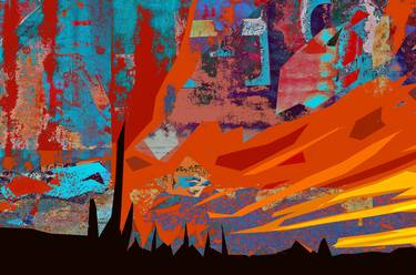 Original landscape Abstract Mixed Media by Ari Rosenthal