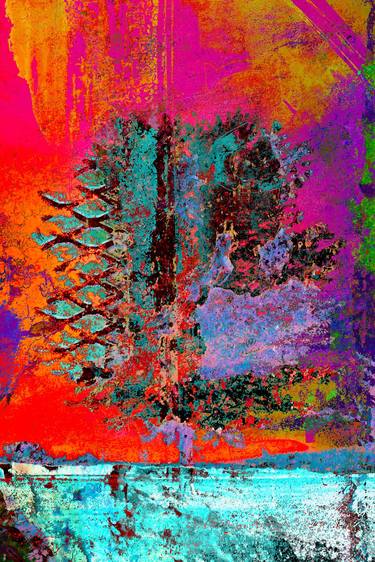Original Abstract Tree Mixed Media by Ari Rosenthal