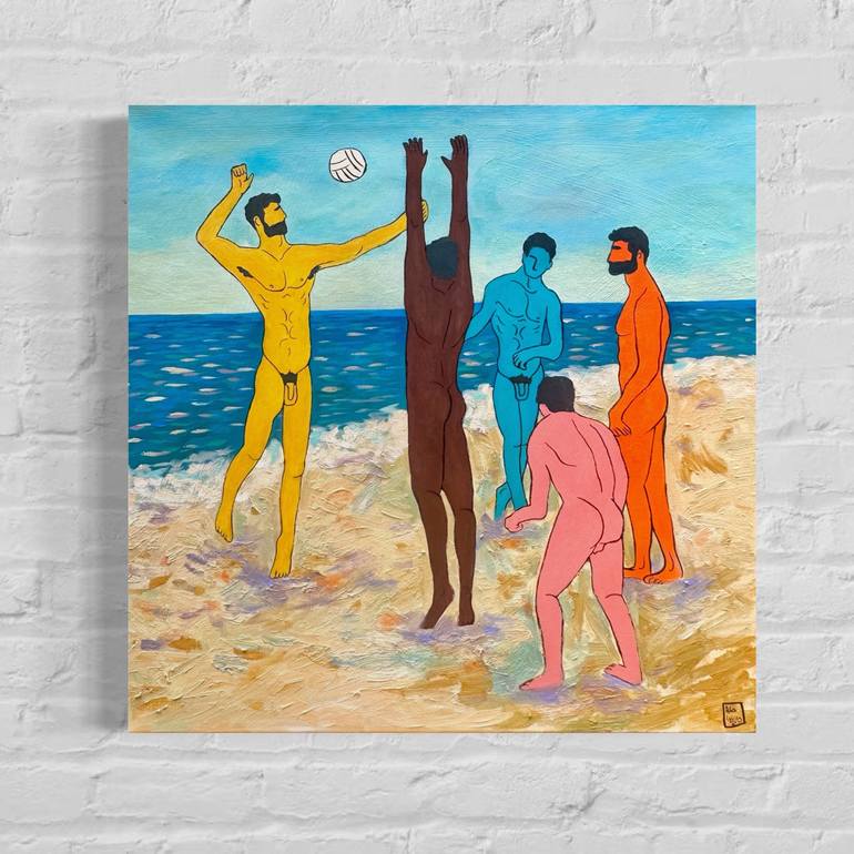 Original Abstract Expressionism Men Painting by Alex Wings