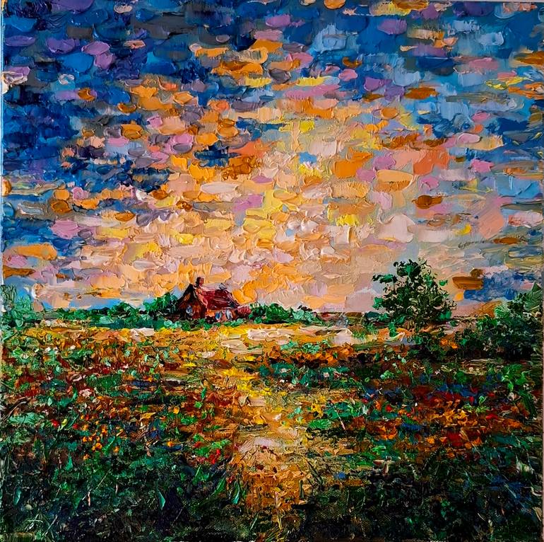 Original Still Life Painting by Mark Fine Art | Impressionism Art on Canvas | Path to the Sunset