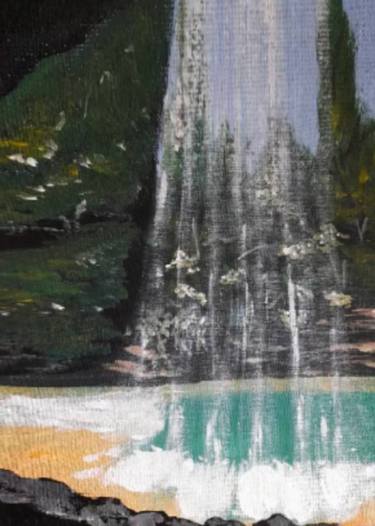 Waterfall painting Mountain Original Art thumb