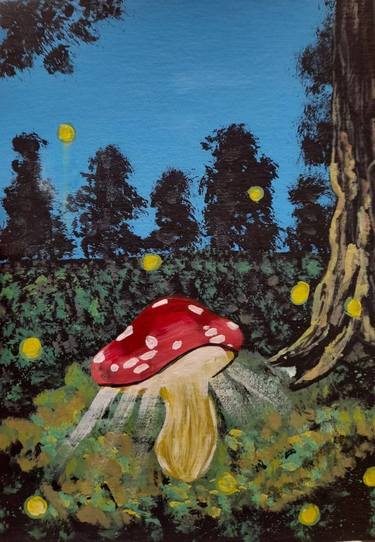 Forest Painting Fly Agaric Original Art thumb