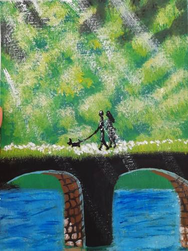 Couple people painting Nature Forest Original Artwork thumb