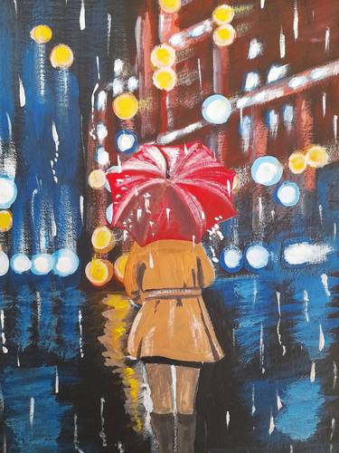 City Painting Girl Original Art thumb